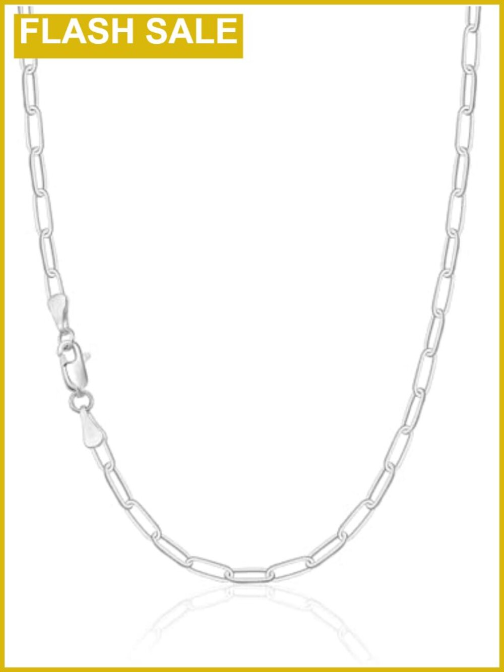 Silver Plated Paperclip Chain Necklace Hypoallergenic 20 Inch Unisex